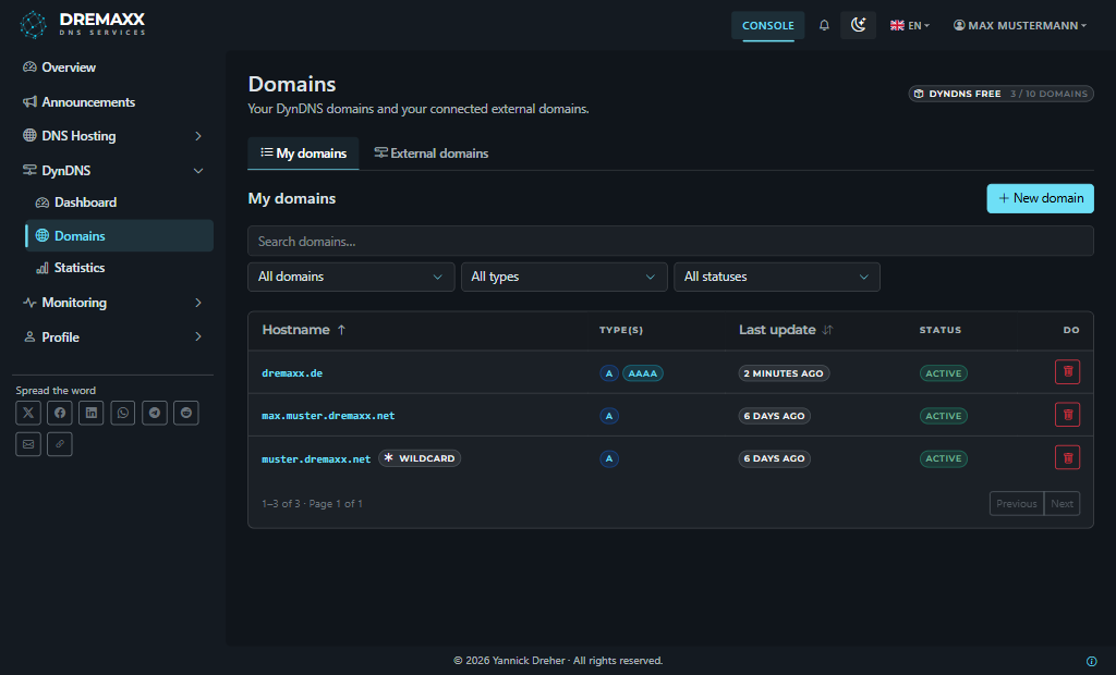 Domain-Liste