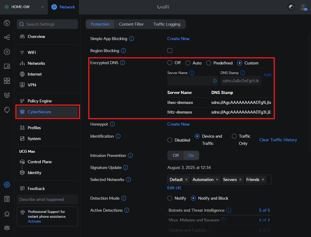 UniFi Encrypted DNS configuration