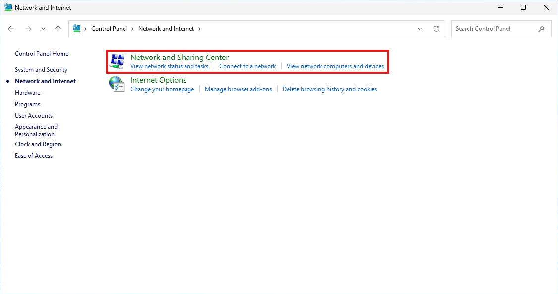 Change adapter settings