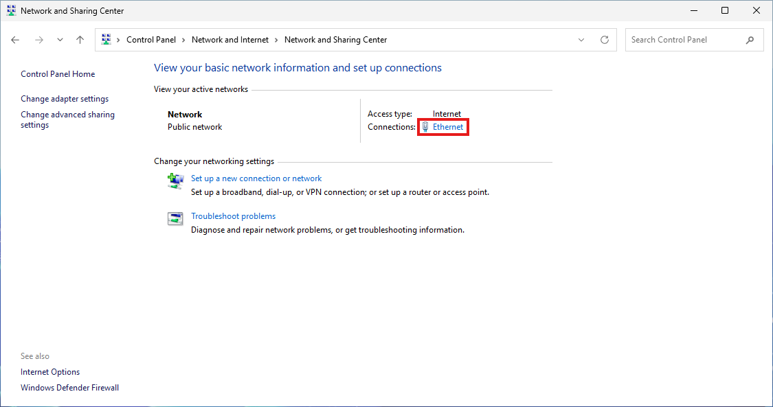 Open adapter properties
